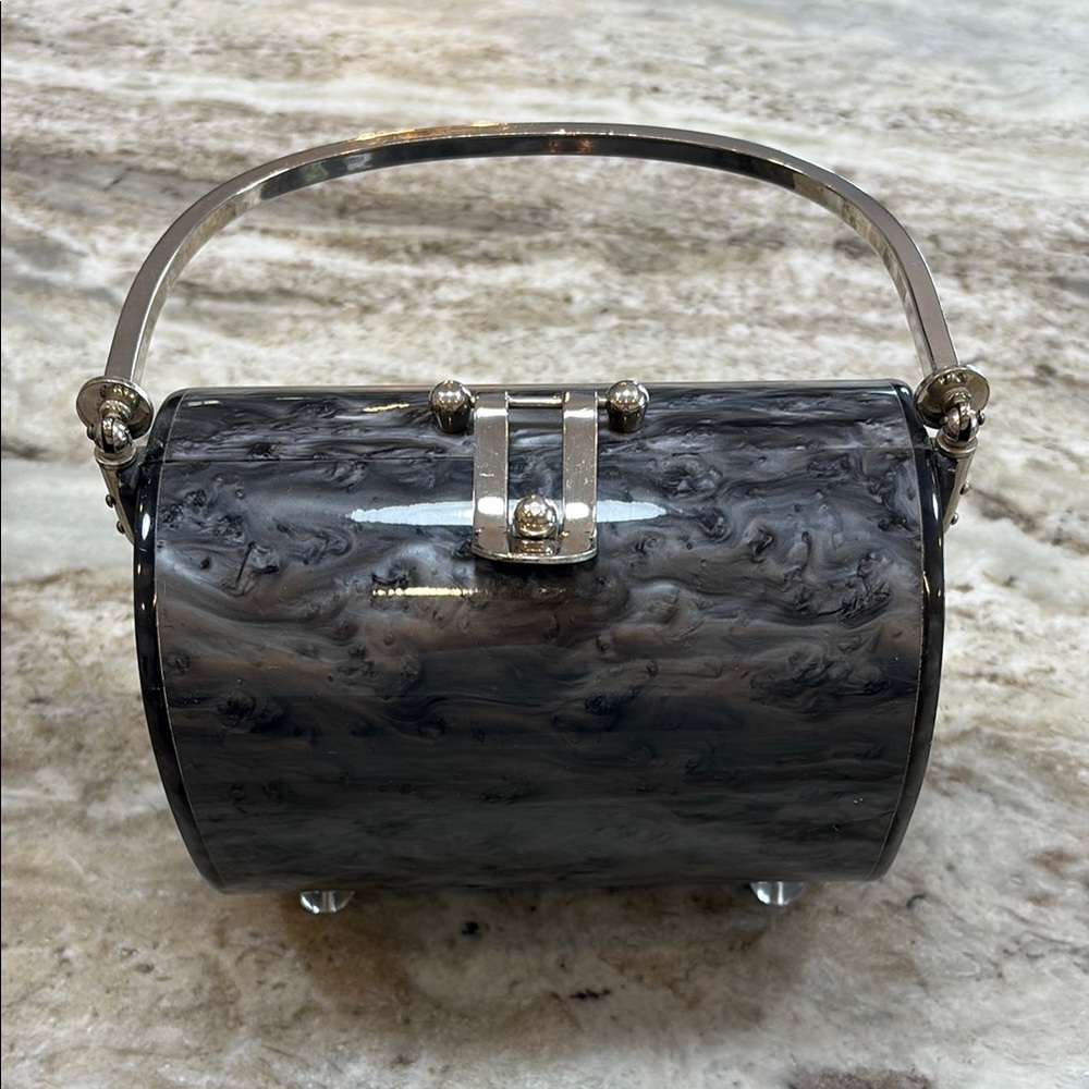 Llewellyn Lucite 1950’s Elegant Black Marble-Effect Women's Purse